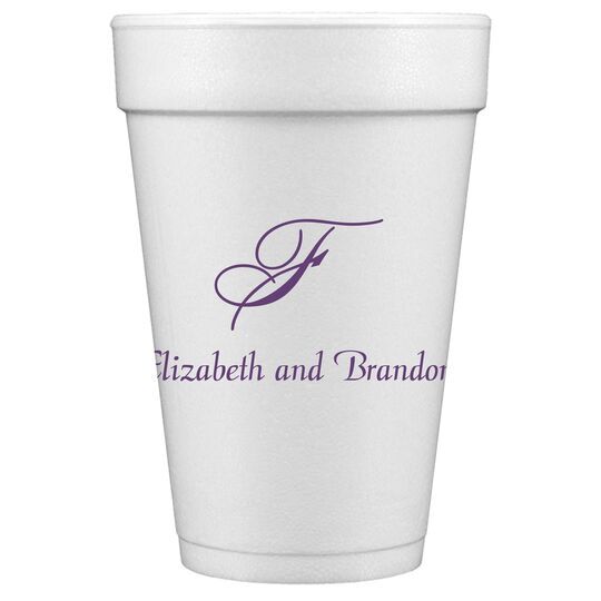Pick Your Single Monogram with Text Styrofoam Cups